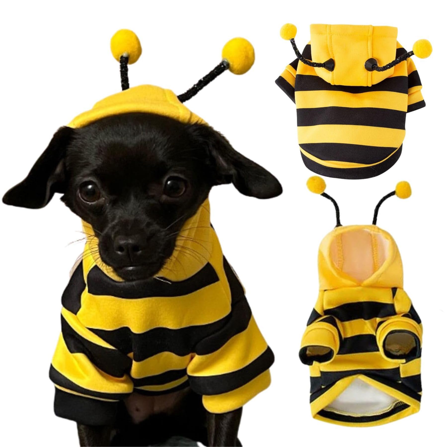 itdogs BEE DRESS Ｓ Dog Bee Costume Outfit Bumblebee Hoodie Cat Clothes Funny
